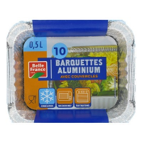 Barquettes aluminium a/couvercle 0,5 lt. BF (12)
