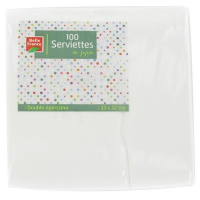 Serviettes blanches 33/33 cm. 100 pces BF (24)