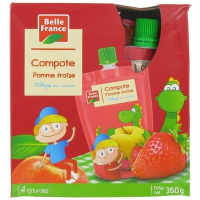 Gourde pomme-fraise allégée en sucre 4 x 90 g. BF (8)